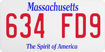 MA license plate 634FD9