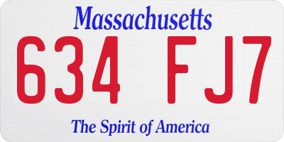 MA license plate 634FJ7