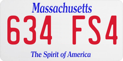 MA license plate 634FS4