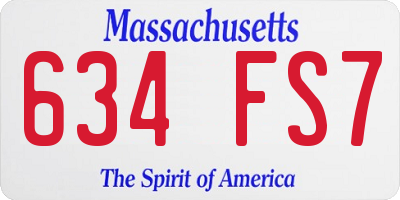MA license plate 634FS7