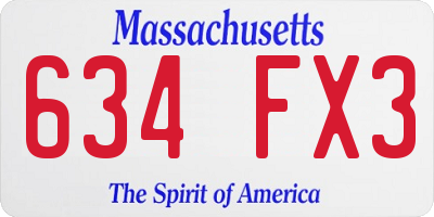 MA license plate 634FX3