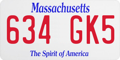 MA license plate 634GK5