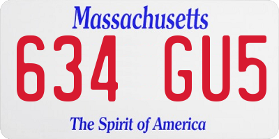 MA license plate 634GU5