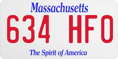 MA license plate 634HF0
