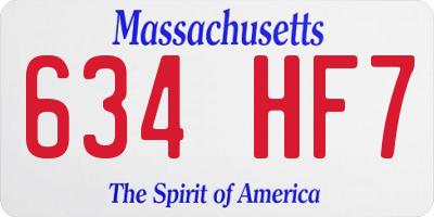 MA license plate 634HF7