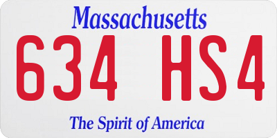 MA license plate 634HS4