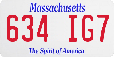 MA license plate 634IG7