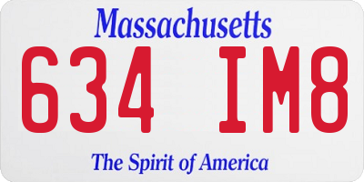 MA license plate 634IM8
