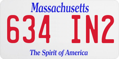 MA license plate 634IN2