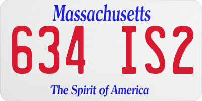 MA license plate 634IS2