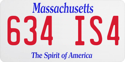 MA license plate 634IS4