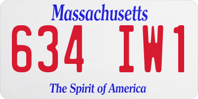 MA license plate 634IW1