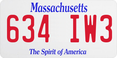 MA license plate 634IW3