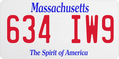 MA license plate 634IW9