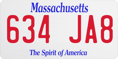 MA license plate 634JA8