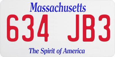 MA license plate 634JB3