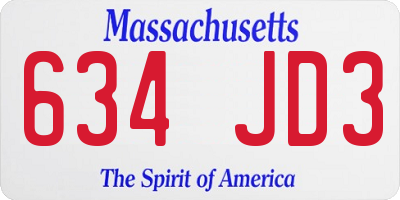 MA license plate 634JD3