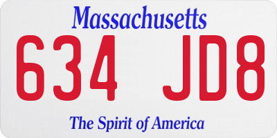 MA license plate 634JD8