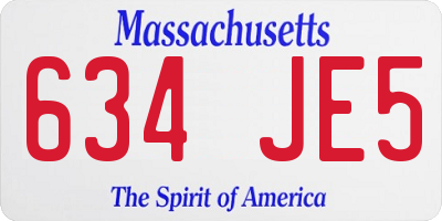 MA license plate 634JE5