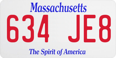 MA license plate 634JE8