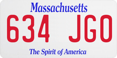 MA license plate 634JG0