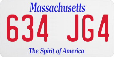 MA license plate 634JG4