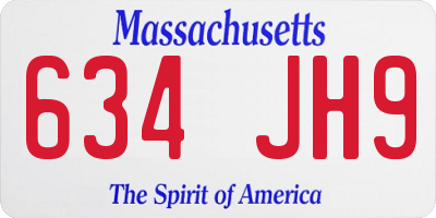 MA license plate 634JH9