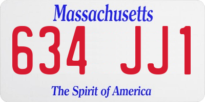 MA license plate 634JJ1