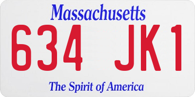 MA license plate 634JK1