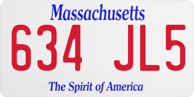 MA license plate 634JL5