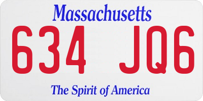 MA license plate 634JQ6