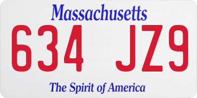 MA license plate 634JZ9