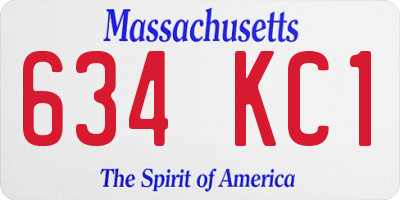 MA license plate 634KC1