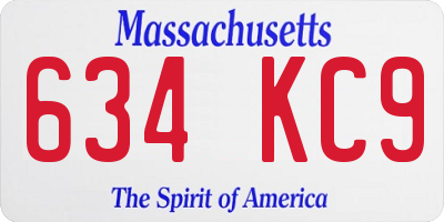 MA license plate 634KC9