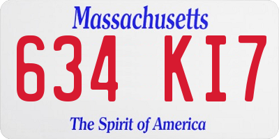 MA license plate 634KI7