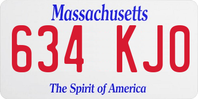 MA license plate 634KJ0