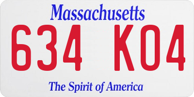 MA license plate 634KO4