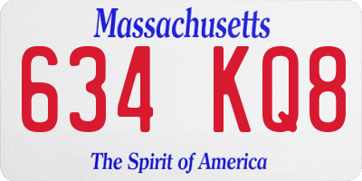 MA license plate 634KQ8