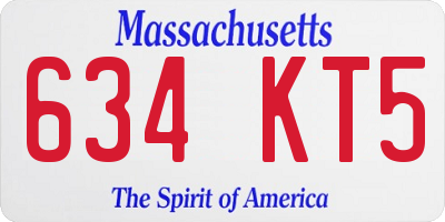 MA license plate 634KT5