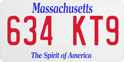 MA license plate 634KT9