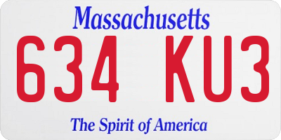 MA license plate 634KU3