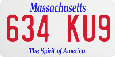 MA license plate 634KU9