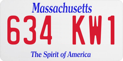 MA license plate 634KW1
