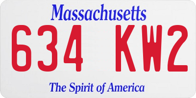 MA license plate 634KW2