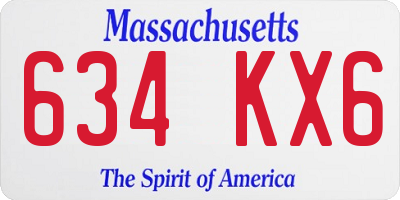 MA license plate 634KX6