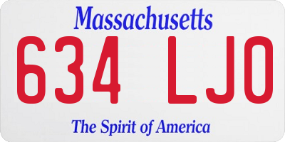 MA license plate 634LJ0