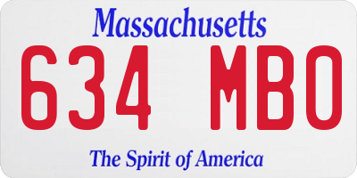 MA license plate 634MB0