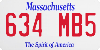 MA license plate 634MB5