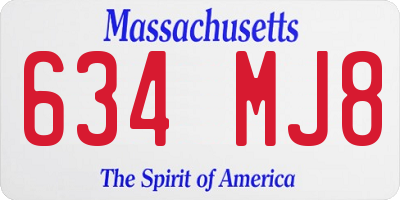 MA license plate 634MJ8