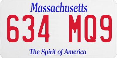 MA license plate 634MQ9